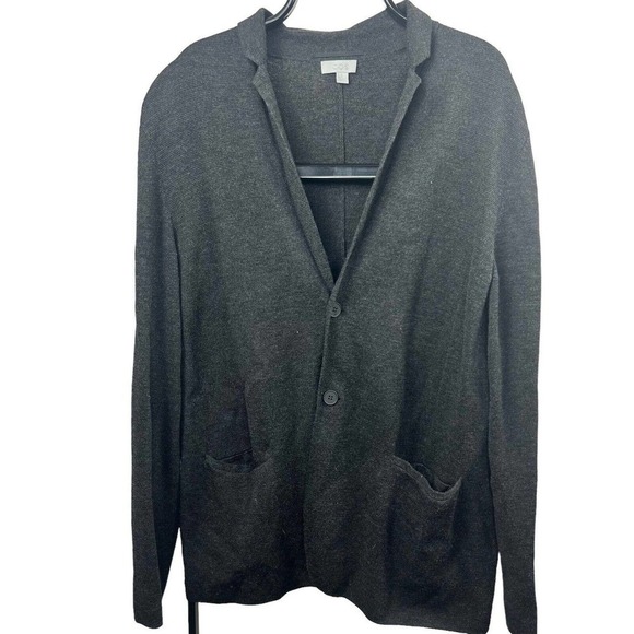 COS Gray Wool Knit Sweater Blazer Jacket Size XL Two Button - Picture 1 of 10